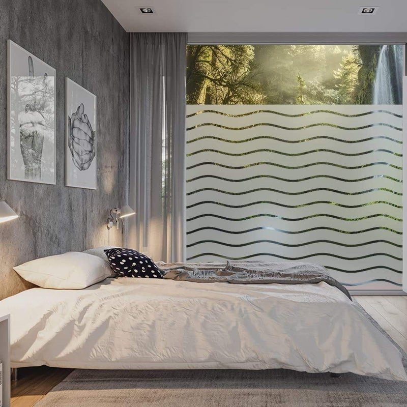 LEMON CLOUD Window Film for Privacy and Light Protectionï¼ŒNon Adhesive Removable Glass Covering Opaque Window Sticker Self Static Cling Vinyl Glass Film for Home Office (35.4 x 157.4 Inch,Wavy) - Image 5